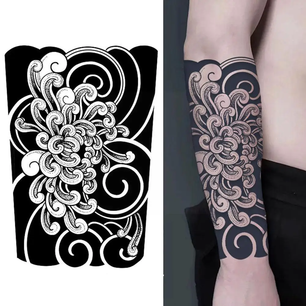 Top Trends: Lasting 15 Days Tattoo Stickers Half Arm Temporary Semi-permanent Men Arm Shiny Fake Cool Tattoo Women Waterproof Flower D0U8 Shoppable Styles