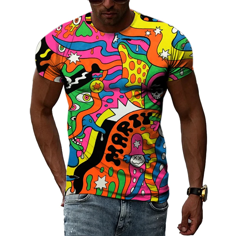 Top Trends: Personality Abstract Color Graphic T Shirts Men Casual Fashion 3D Printed Street Style Summer Tees Hip Hop Harajuku Short Sleeve Shoppable Styles