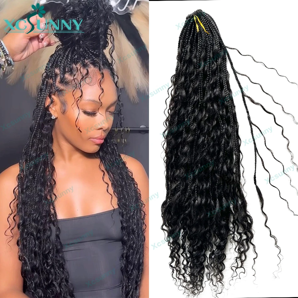 Top Trends: Crochet Braids Curly Hair Human Hair Curls 14-30 Inch Boho Box Braids Crochet Hair Pre-looped With Curly Ends Shoppable Styles