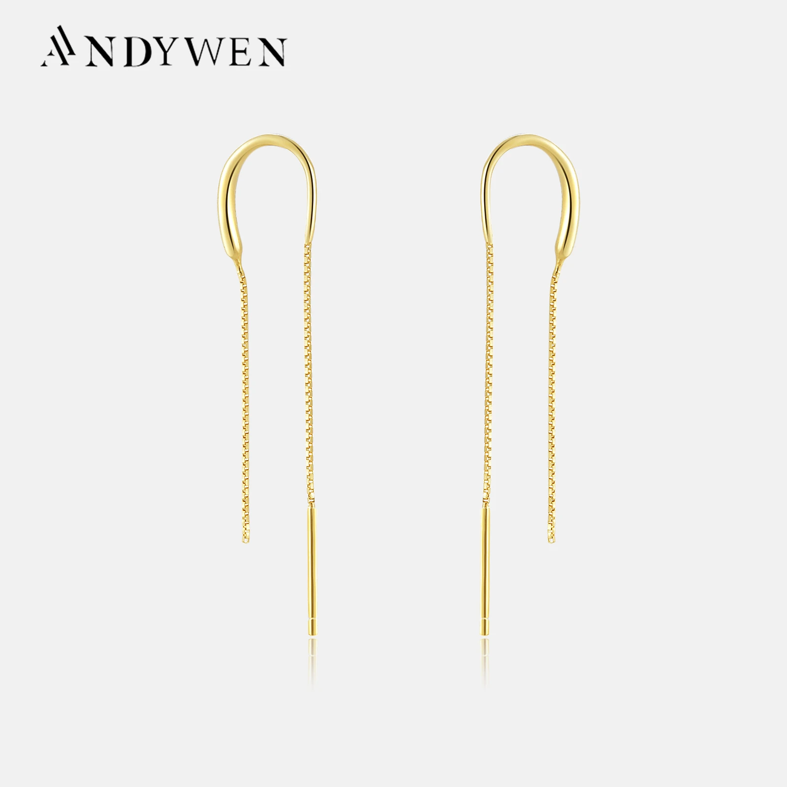 Top Trends: ANDYWEN 925 Sterling Silver Gold Chain Piercing Drop Earring Long Chains Thread Pin Luxury Spain Rock Jewelry Ohrringe Pendiente Shoppable Styles