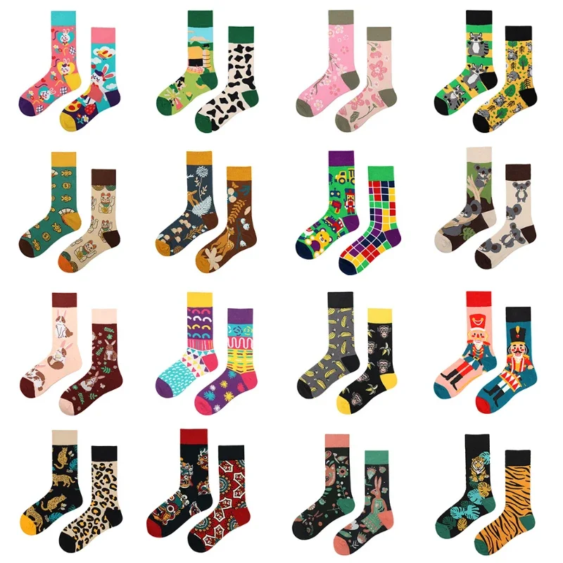 Top Trends: New Asymmetric Couple AB Mandarin Duck Fashion Cartoon Cute Funny Sports Colorful Mid Tube Cotton Socks Shoppable Styles