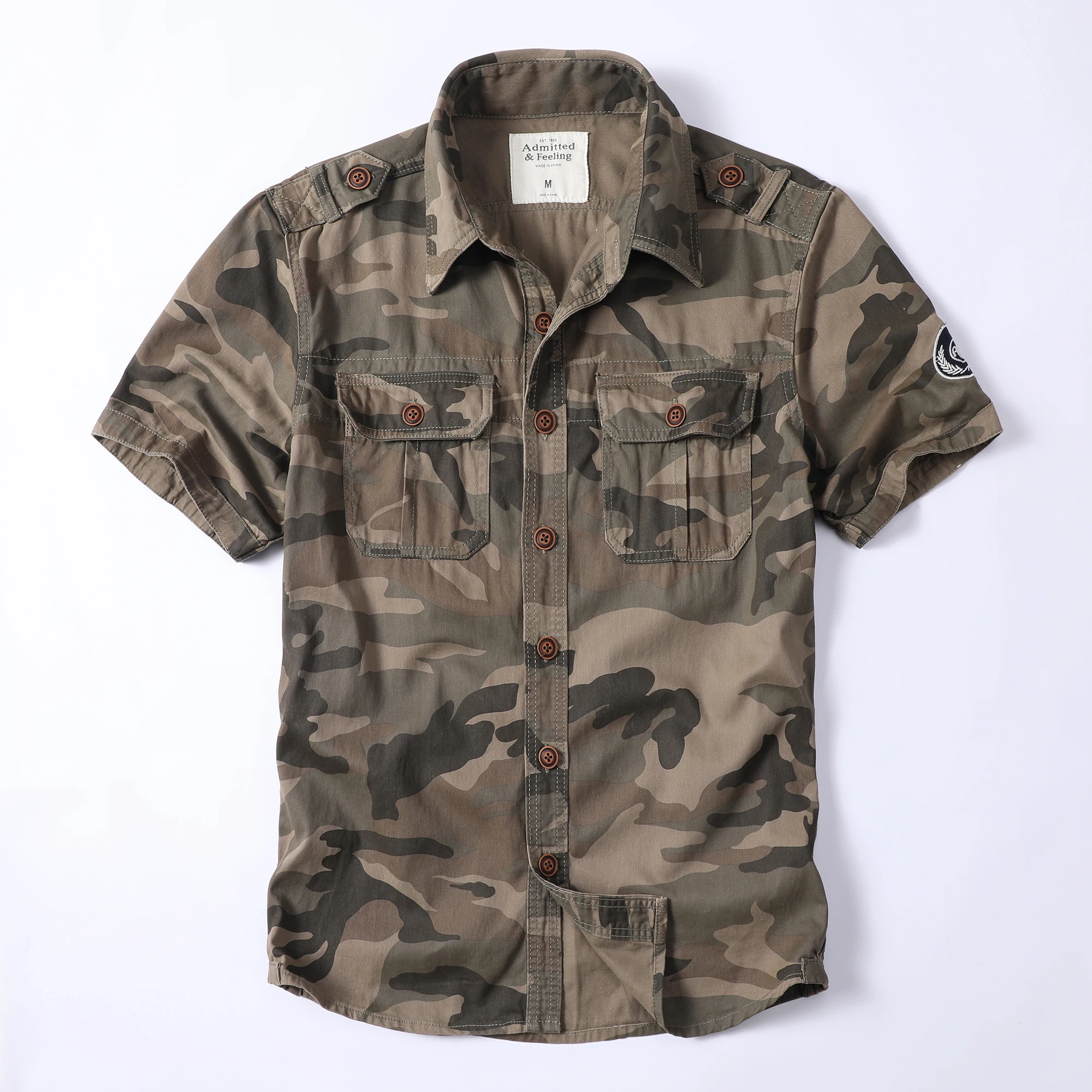 Top Trends: Men's Summer Casual Shirts Vintage Style Short Sleeve Washed Cotton Camouflage Shirts Multi Pockets Loose Outdoor Fashion Shirts Shoppable Styles