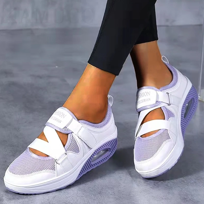 Top Trends: Sneakers Women Casual Shoes Woman Platform Summer Hollow Mesh Breathable Shoes Wedge Shoes Ladies Fitness Shoes Flats Plus Size Shoppable Styles