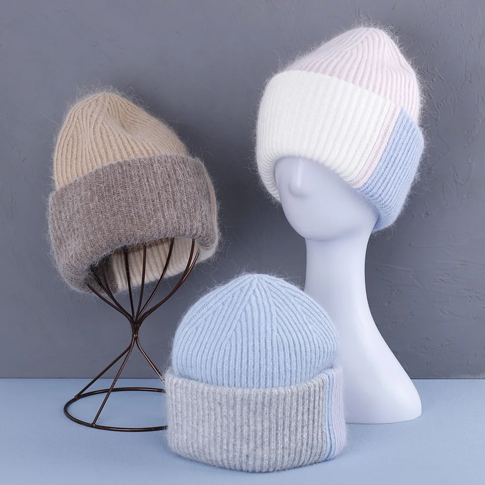 Top Trends: 2022 Rabbit Fur Winter Hat For Women Beanies Soft Warm Fluffy Pinkycolor Angora Knitted Hat Skullies Beanies For Free Shipping Shoppable Styles