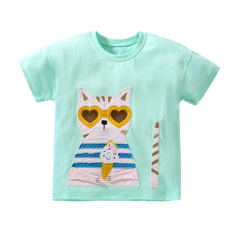 Top Trends: Jumping Meters 2-7T Children&#039;s Girls T Shirts Cotton Cats Embroidery Hot Selling Baby Clothes Summer Tees Tops Shirts Costume Shoppable Styles