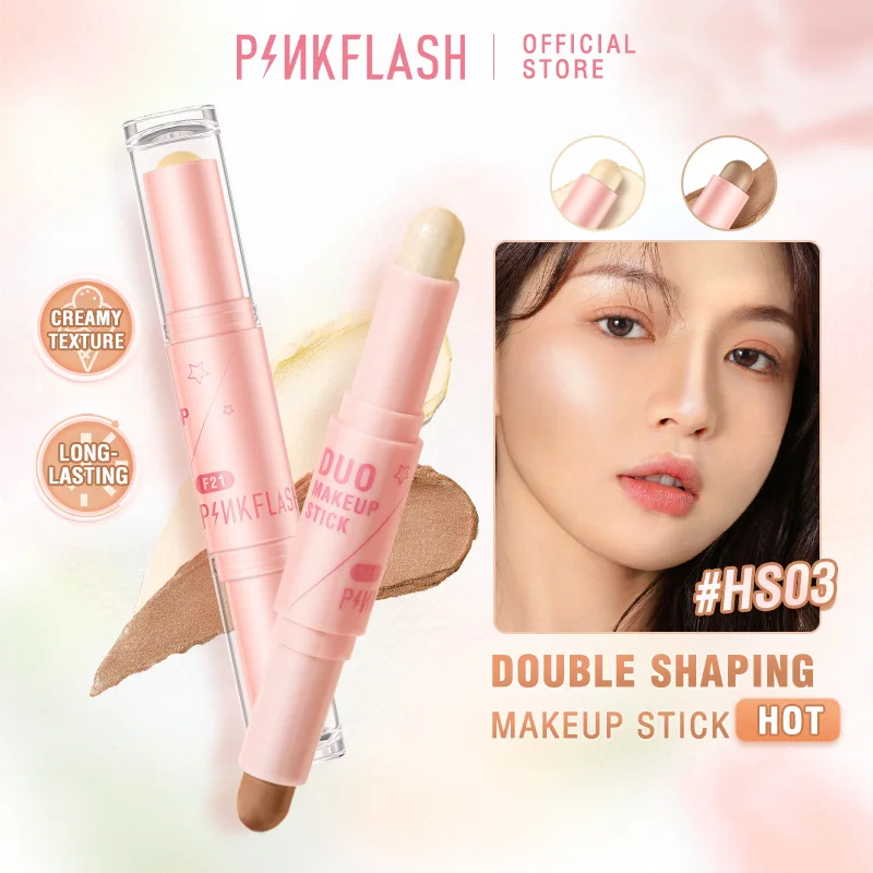 Top Trends: PINKFLASH Double Head Face Concealer Pen Waterproof Foundation Creamy Texture Highlighter Blusher Contour Stick Makeup Cosmetics Shoppable Styles