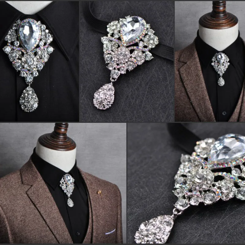 Top Trends: New Rhinestone Bolo Bow Tie High-end Luxury Gifts Korean Version Of The British Wedding Business Banquet Bowtie Men's Jewelry Shoppable Styles - Image 5