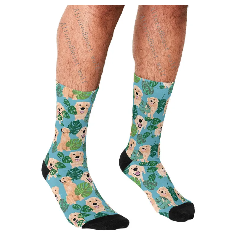 Top Trends: Men's Funny Socks Golden Retriever Dog Tropical Socks Harajuku Men Happy Hip Hop Novelty Boys Crew Casual Crazy Socks For Men Shoppable Styles