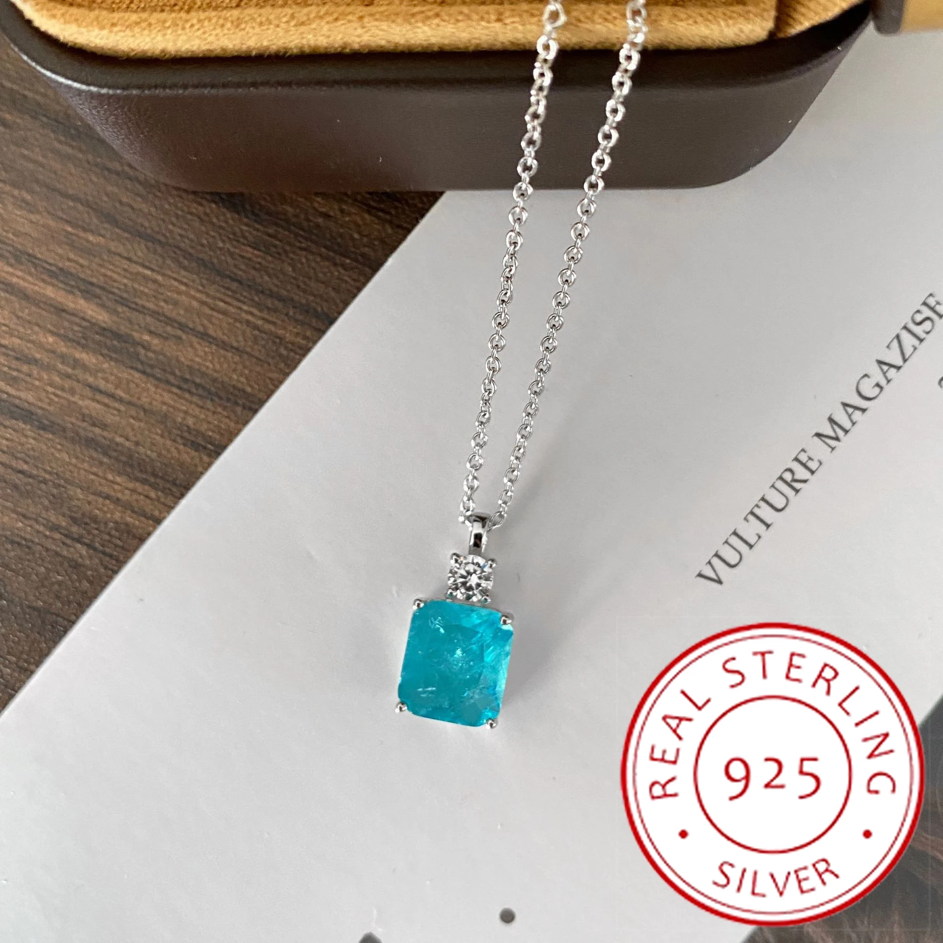 Top Trends: 2022 NEW 925 Sterling S925 Silver 9*10MM Synthesi Paraiba Tourmaline Gemstone Pendant Necklaces For Womne Sparkling Fine Jewelry Shoppable Styles