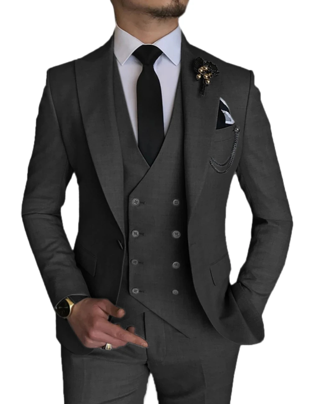 Top Trends: Costume Homme Black Wedding Business Men Suits Prom Terno Masculino Groom Bridegroom Slim Fit Blazer 3 Pcs Jacket+ Pant+ Vest Shoppable Styles