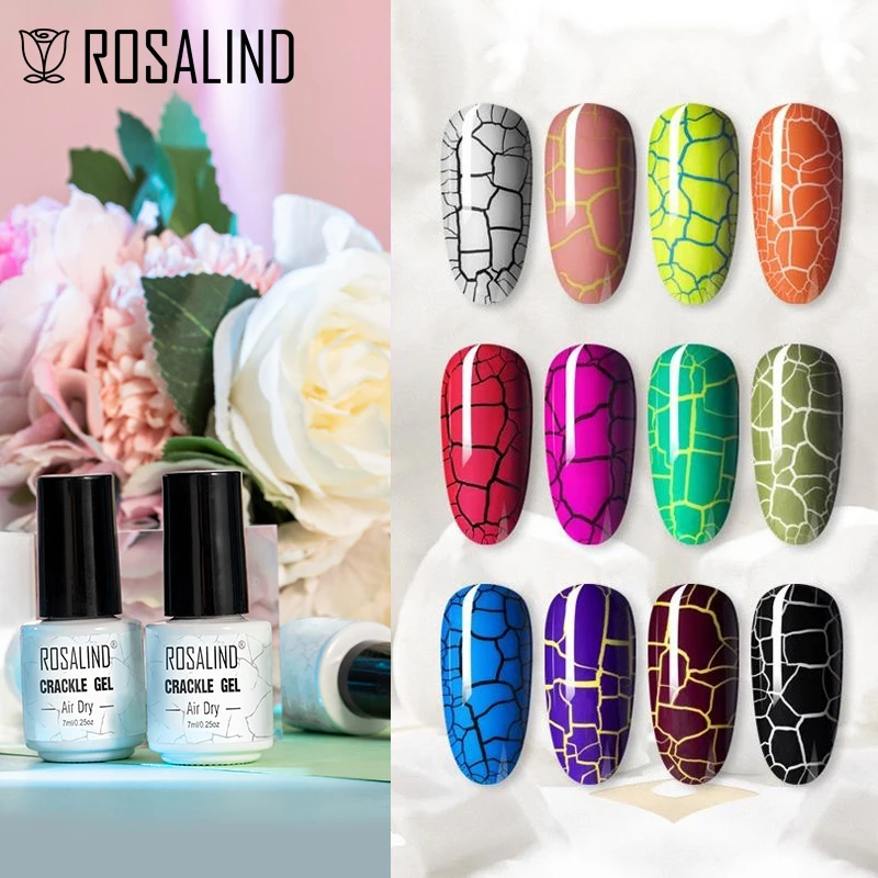 Top Trends: ROSALIND Cracked Gel Nail Polish Air Dry Nail Varnish Hybrid Crackle Manicure Acrylic Art UV Gel Semi Permanent Base Top Coat Shoppable Styles