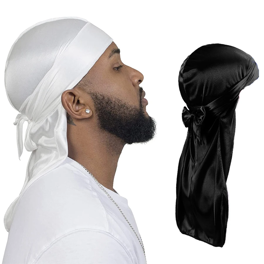 Top Trends: Unisex Silky Durags Bandanas Turban Hat Wigs Doo Men Satin Durag Biker Headwear Headband Hair Accessories Extra Long Tail Du-Rag Shoppable Styles