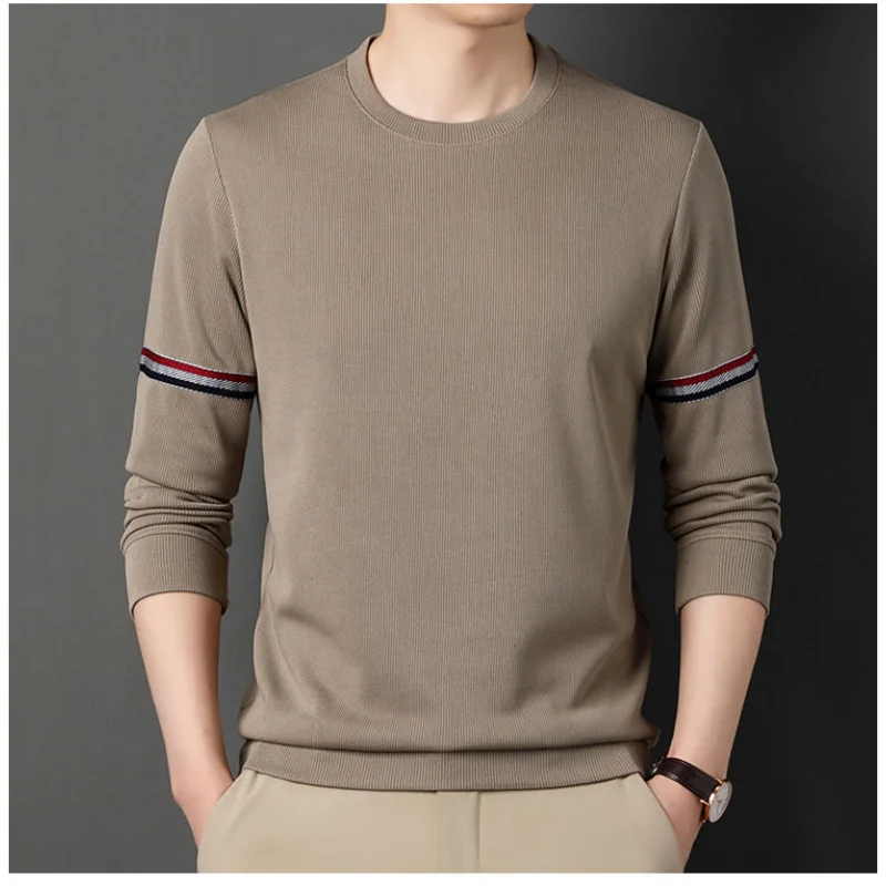 Top Trends: Autumn Winter Men Simple Long Sleeve Sweater Korean Stripe New Business Casual Basic Versatile Knitted Bottoming Pullovers Tops Shoppable Styles