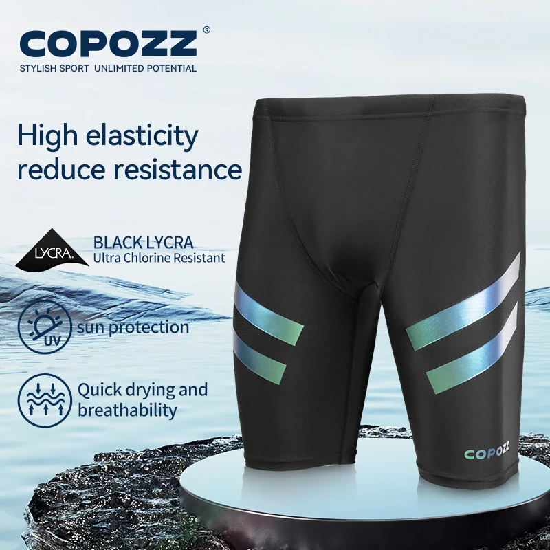 Top Trends: COPOZZ Men Shark Skin Water Repellent Swimming Trunks Of Short And Five-quarter Length Swimsuit Swimwear Racing Briefs L-4XL Shoppable Styles