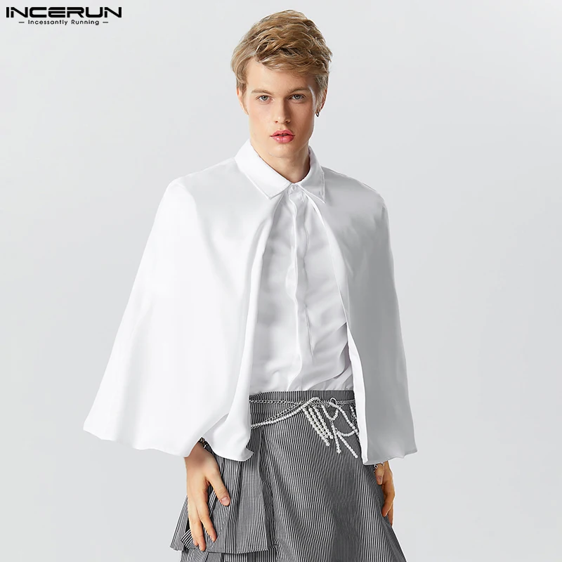 Top Trends: INCERUN Tops 2023 American Style New Mens Fashionable Solid Cloak Fake Two Design Blouse Casual Solid Short Sleeved Shirts S-5XL Shoppable Styles