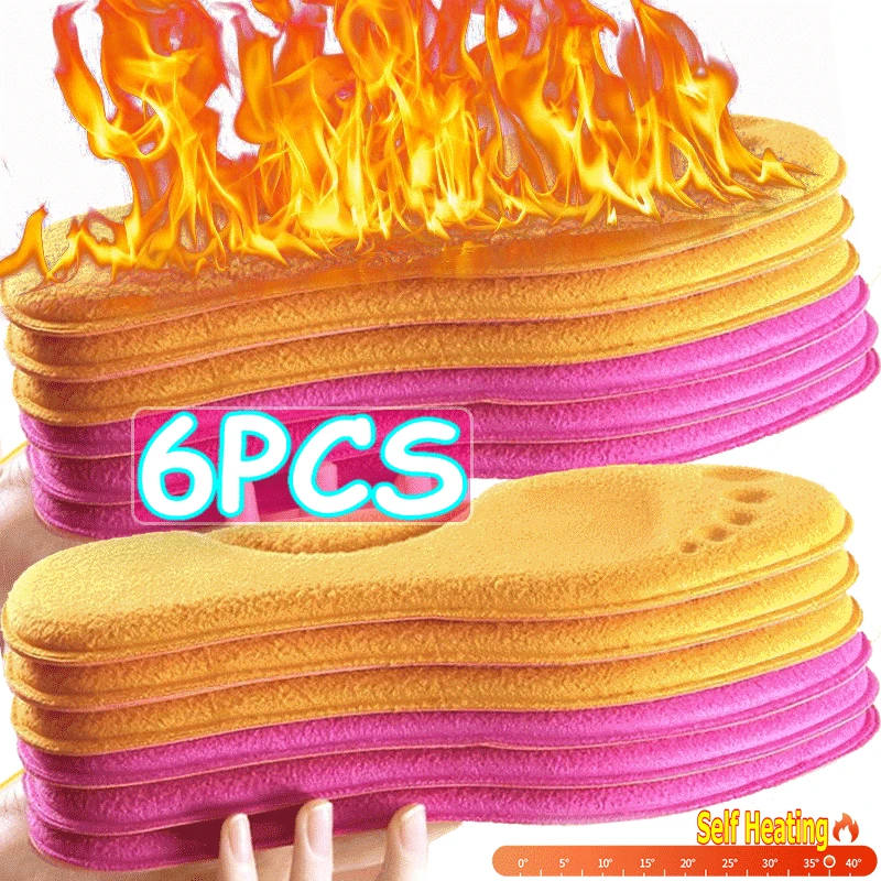 Top Trends: 2 / 6pcs Winter Self Heating Insoles Thermostatic Thermal Insole Massage Memory Foam Arch Support Shoe Pad Heated Pads Men Women Shoppable Styles