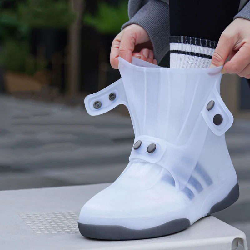 Top Trends: Designer Two Tone Shoe Covers Waterproof Overshoes Washable Anti Skid Shoe Covers With Button White Durable Shoe Covers Galoshes Shoppable Styles