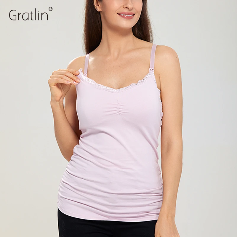 Top Trends: Gratlin Nursing Tank Top Breastfeeding Cotton Vest Maternity Cami Tops Soft Sleepwear Plus Size Cross Back Summer S M L XL XXL Shoppable Styles