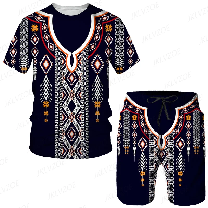 Top Trends: 2023 African Summer Men&#039;s Short Sleeve T-shirt Suit 2-piece Street Wear 3D Printed Sports Beach Shorts Sportswear Loose Clothing Shoppable Styles