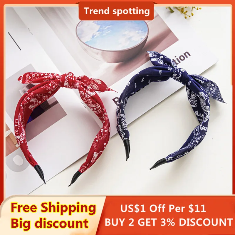 Top Trends: Bow Wide Brimmed Head Hoop For Women Hair Accessories Boho Floral Print Headbands Cross Knot Hair Hoop Vintage Elegant Headwear Shoppable Styles