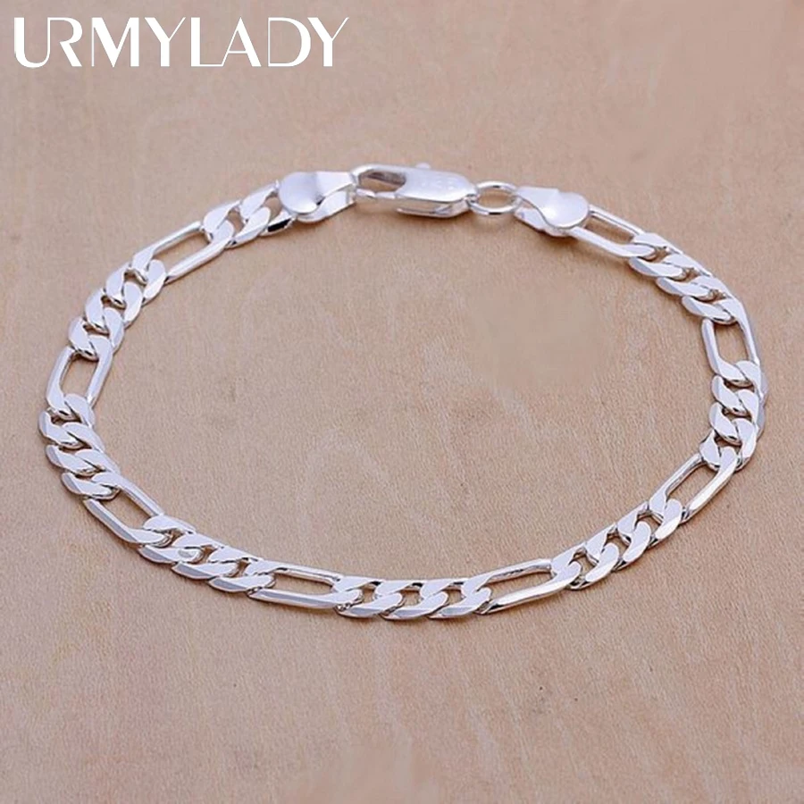 Top Trends: 925 Sterling Silver Bracelet 6mm Chain Wedding Nice Gift Solid For Men Women Jewelry Fashion Beautiful Bracelet 20cm 8inch Shoppable Styles