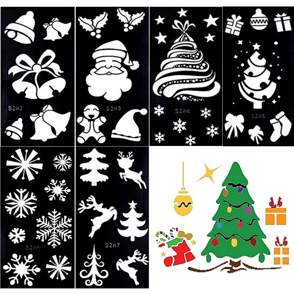 Top Trends: 6 Pcs Christmas Temporary Tattoo Stencil Henna DIY Body Art Stickers Template Xmas Wedding Tools Stencils Shoppable Styles