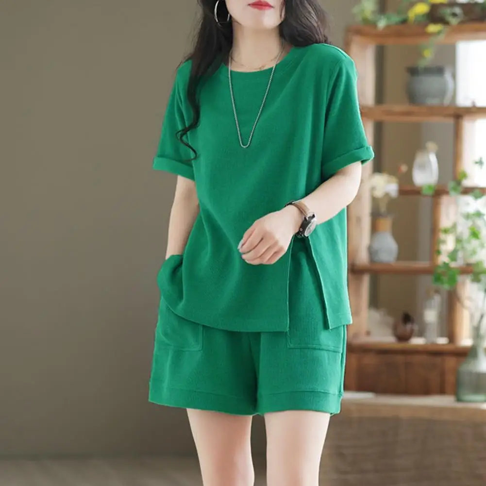 Top Trends: Casual Summer Top And Shorts Set For Women Tracksuit Two-piece Suit Female Sports Short Sleeve Wide Leg Solid Color Outfits Shoppable Styles