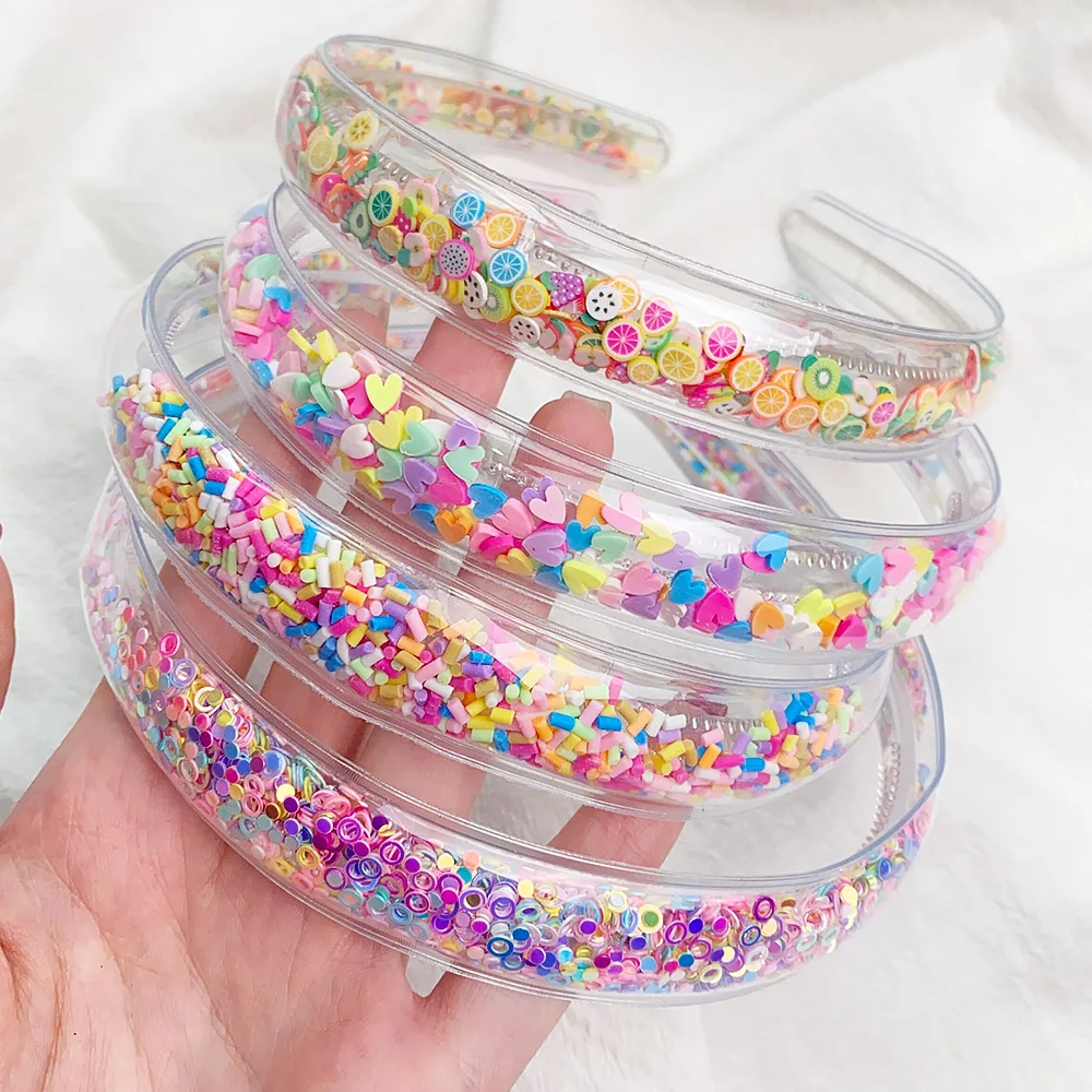 Top Trends: DIY Transparent Quicksand Hair Band For Kids Girls Glitter Sequin Cartoon Ear Headbands Hair Hoops Headwear Hair Accessories Shoppable Styles