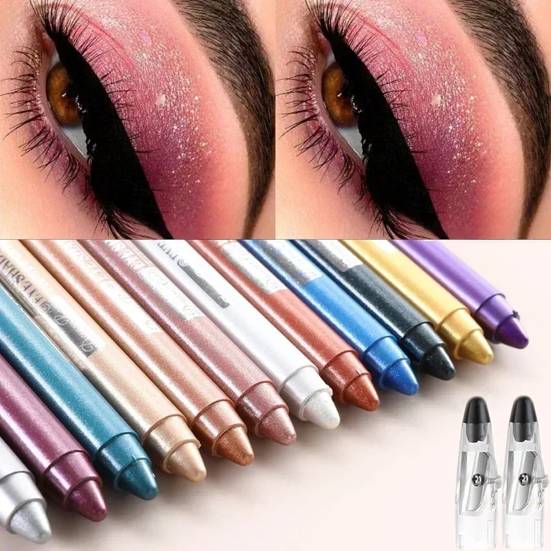 Top Trends: Pearlescent Eyeshadow Pen With Pencil Sharpener Fine-shine Lying Silkworm Pencils Highlighter Multi-use Eye Shadow Stick Makeup Shoppable Styles