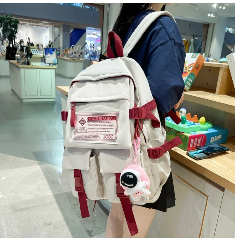 Top Trends: Fashion Multipocket Nylon Women Backpack Female Big Waterproof Back Bag Portable School Backpack For Girl Student Schoolbag Cool Shoppable Styles