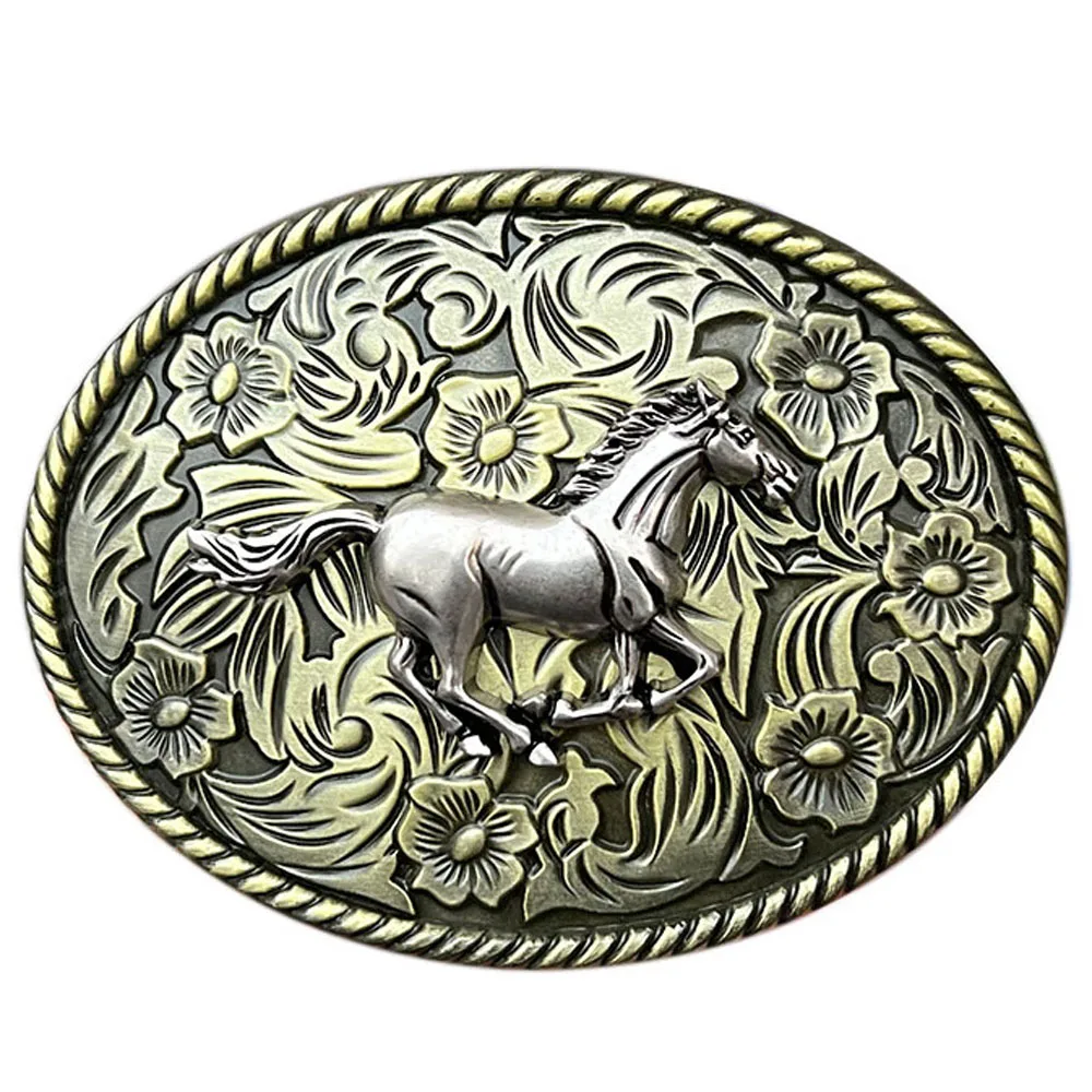 Top Trends: Men&#039;s Belt Buckle Zinc Alloy Smooth Buckle Animal Horse Running Flower Pattern Buckle For 3.8cm-4cm Wide Belts Dropshipping Shoppable Styles