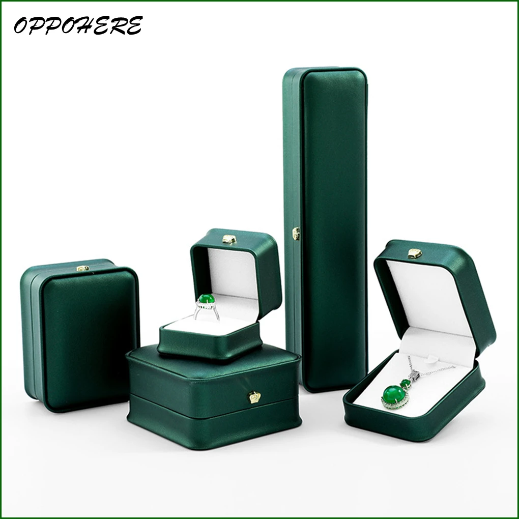 Top Trends: Dark Green Leather Jewelry Organizer Proposal Wedding Ring Box Pendant Bracelet Necklace Storage Case Gift Packaging Display Box Shoppable Styles