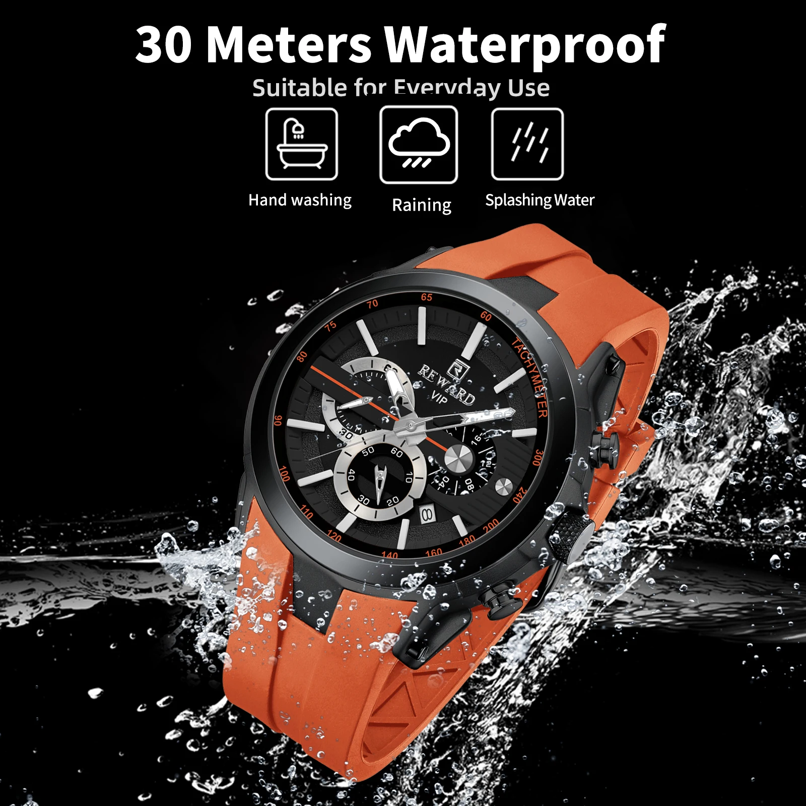 Top Trends: REWARD VIP New Fashion Watch For Men Leather Strap Waterproof Luminous Chronograph Sport Wristwatch Shoppable Styles - Image 3