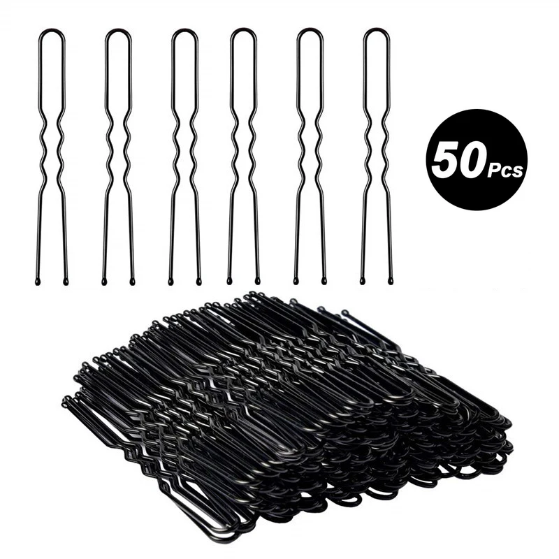 Top Trends: Women Hair Waved U-Shaped Bobby Pin Barrette Salon Grip Clip Bridal Hairpins Black Metal Hair Accessories For Bun Maker Wholesal Shoppable Styles