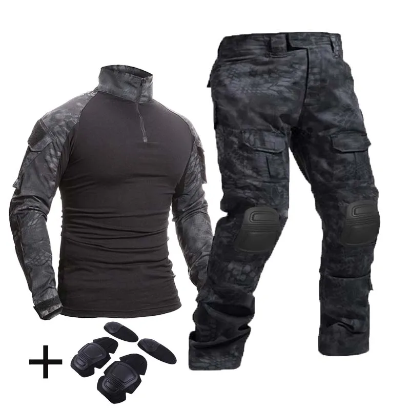 Top Trends: Men&#039;s Tactical Suit With Pads Combat Shirt / pants Military Uniform US T-Shirts Sniper Combat Shirt Army Camo Outdoor Men Suits Shoppable Styles