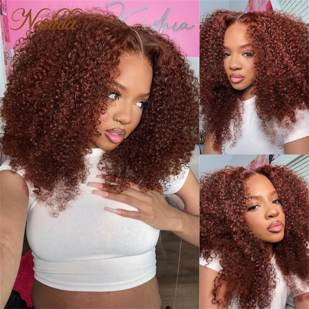 Top Trends: Nadula Hair Reddish Brown 6x4.5 Pre Cut Lace Wig Glueless Wear &amp; Go Kinky Curly Lace Closure Wig With Breathable Cap Hair Wig Shoppable Styles