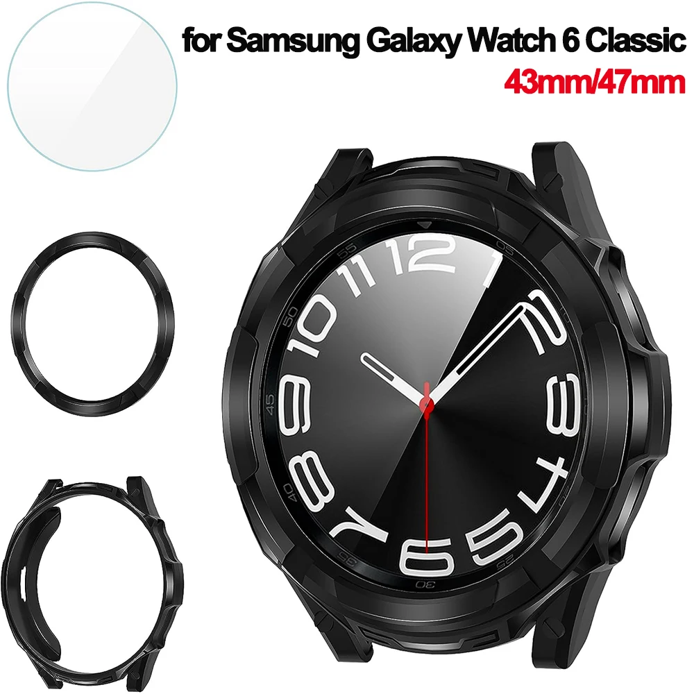 Top Trends: Soft TPU Case+ Glass For Samsung Galaxy Watch 6 Classic 43 / 47mm TPU Cover Bumper + Screen Protector For Galaxy Watch 6 Classic Shoppable Styles