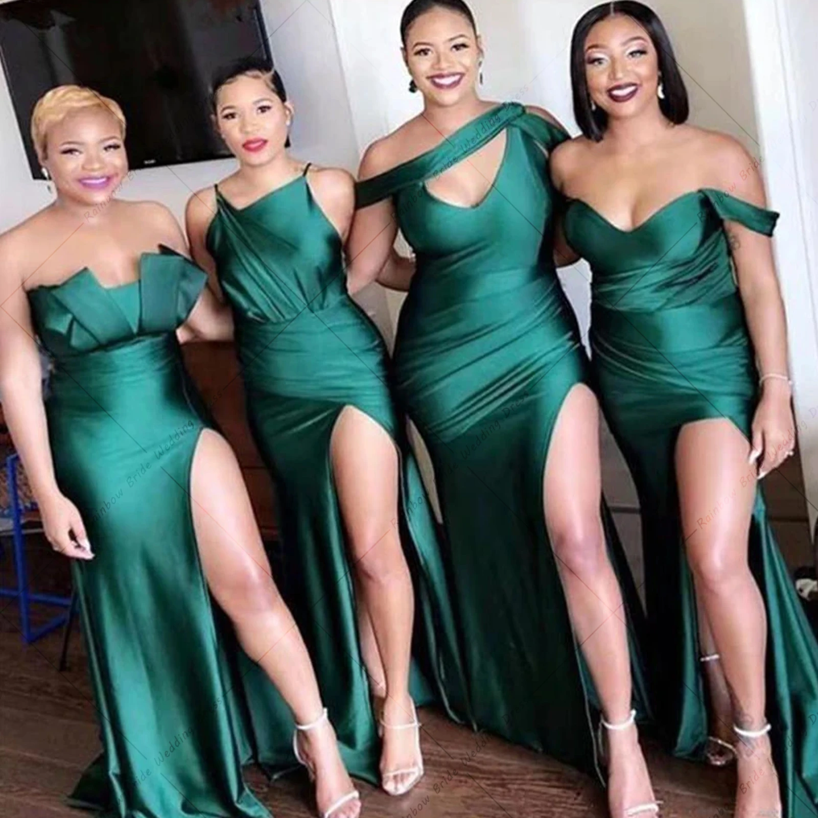 Top Trends: Simple Side Slit Floor Length Bridesmaid Dresses 2023 Elegant African Custom Neck Sheath Wedding Party Gown Mujer Invitada Chic Shoppable Styles - Image 2