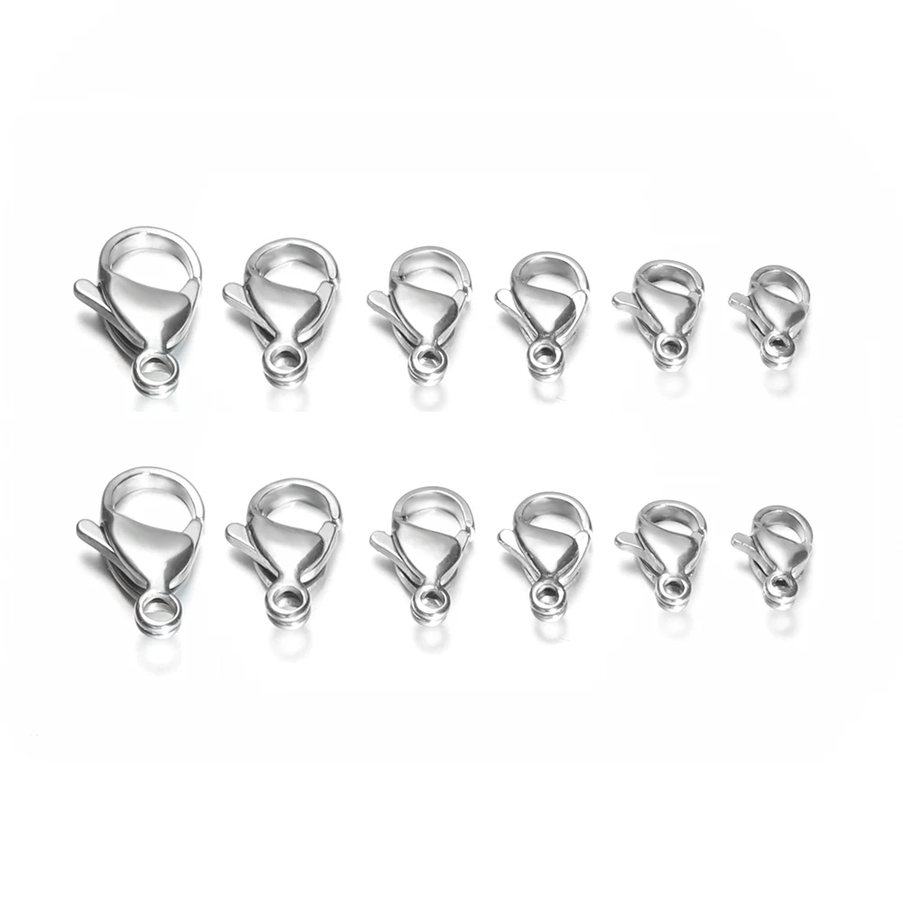 Top Trends: 50Pcs / lot 9-15mm Stainless Steel Hooks Lobster Clasps Necklaces Beads Connectors Space Accessories For DIY Jewelry Making Shoppable Styles