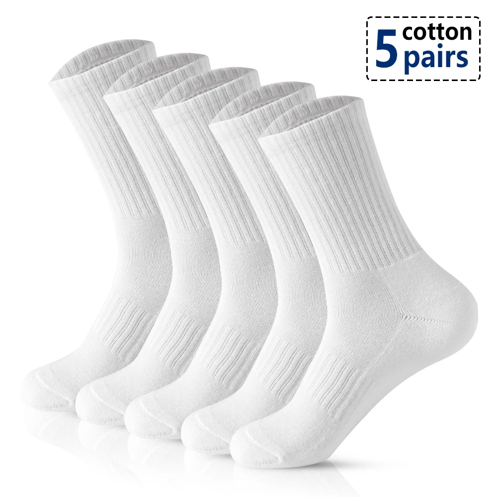 Top Trends: Men Socks Cotton Breathable Long Business Harajuku Socks Solid Gentleman Sox Sokken Outdoor Sports 5 Pairs / Lot Socks Shoppable Styles