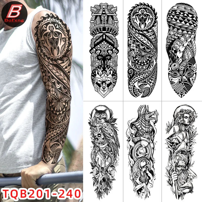 Top Trends: Waterproof Temporary Large Arm Sleeve Tattoo Lion Crown King Rose Tatoo Sticker Wild Wolf Tiger Men Full Skull Totem Fake Tatto Shoppable Styles