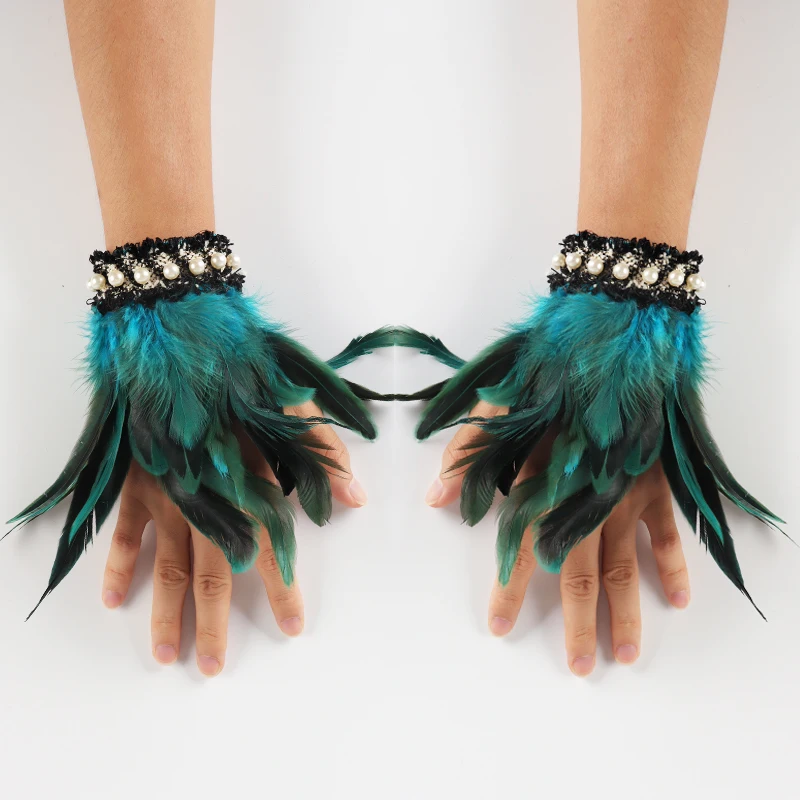 Top Trends: Vintage Steampunk Arm Sleeves Feather Wrist Cuffs Bracelet Gothic Fingerless Gloves Stage Performance Dance Feather Hand Sleeve Shoppable Styles