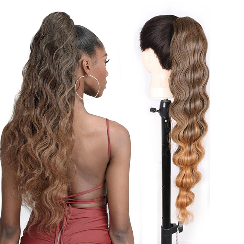 Top Trends: Julilanna Synthetic Kanekalon Futura Fiber Body Ocean Curly Brazilian Straight Water Wave Hair Extensions Synthetic Ponytail Shoppable Styles