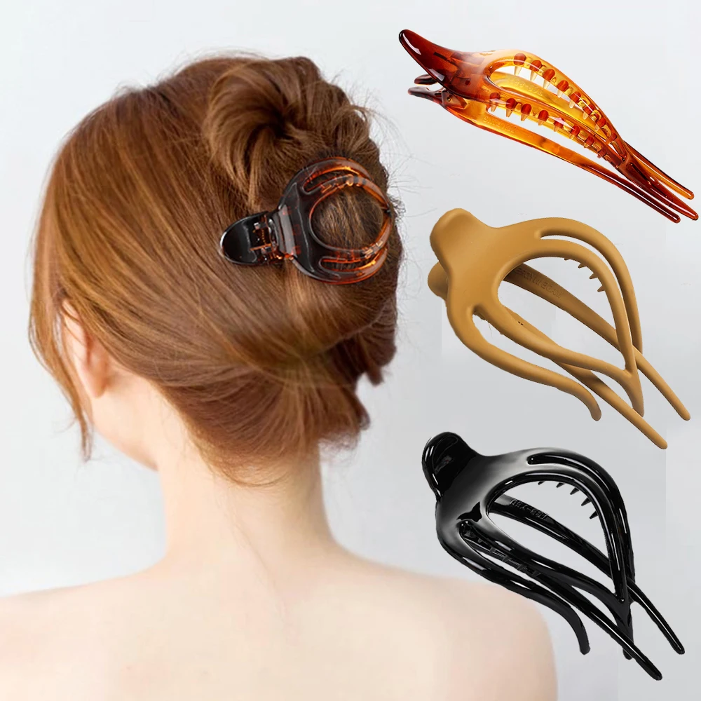 Top Trends: Women Large Hair Clips Clamp Flower Acrylic Plastic Duckbill Claw Barrette Girls Hairpin Ponytail Styling Tools Hair Accessories Shoppable Styles