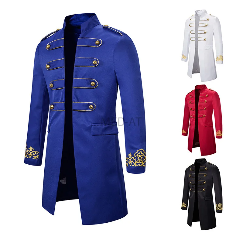 Top Trends: Medieval Men Military Blazer Party Uniforms Vestido Knight Prince Punk Retro Jackets Renaissance Gothic Coats Noble S-4XL Shoppable Styles