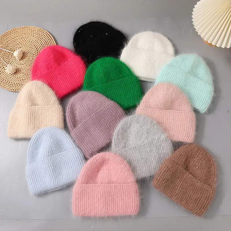 Top Trends: CNTANG 2023 Trend Women Hat Winter Warm Angora Long Rabbit Fur Beanies Knitted Cashmere Hats For Female Fashion Ladies Cap Shoppable Styles - Image 6