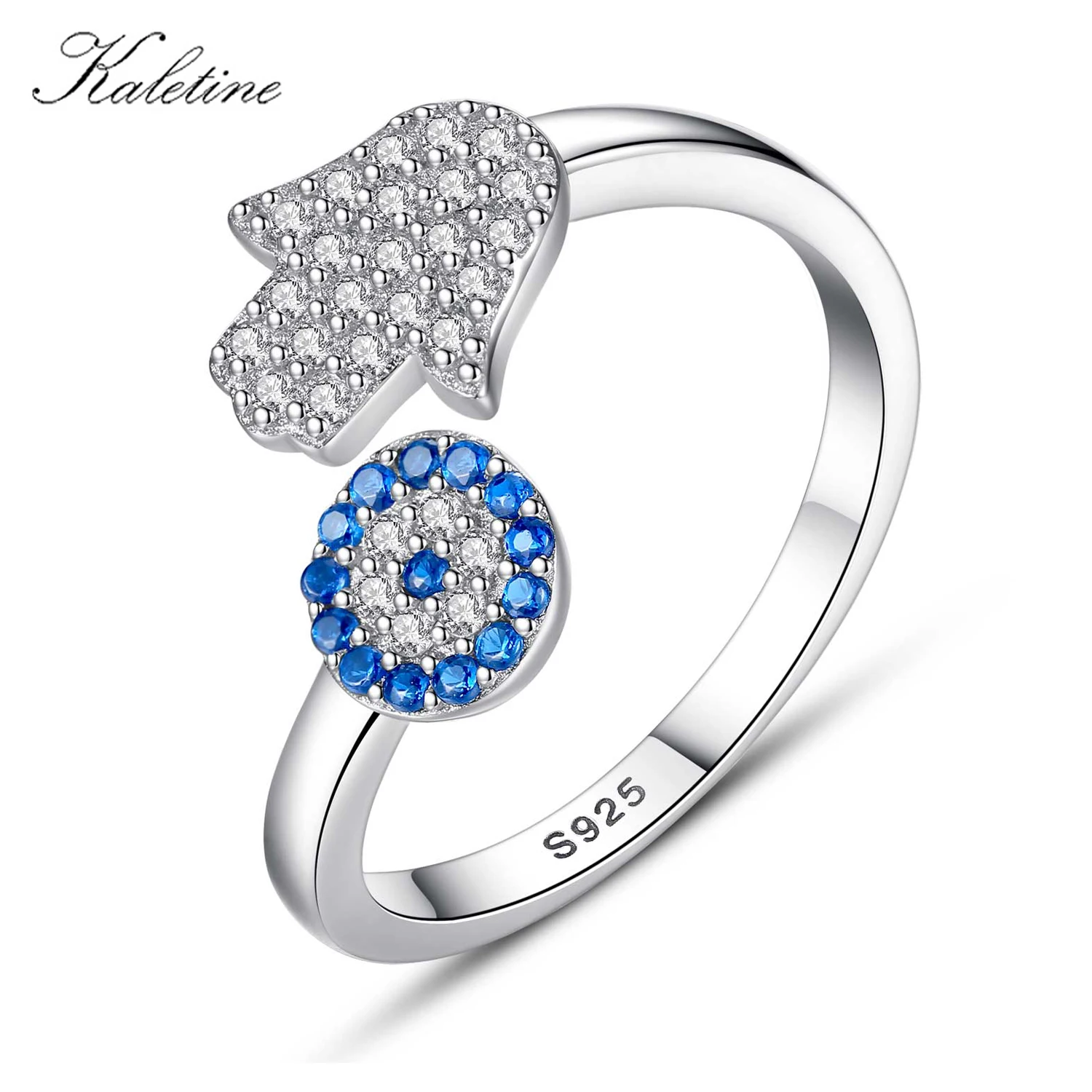 Top Trends: KALETINE 925 Sterling Silver Evil Eye Blue Eye Hamsa Hand Fatima Hand Adjustable Female Rings Open Size Ring Wedding Jewelry Shoppable Styles