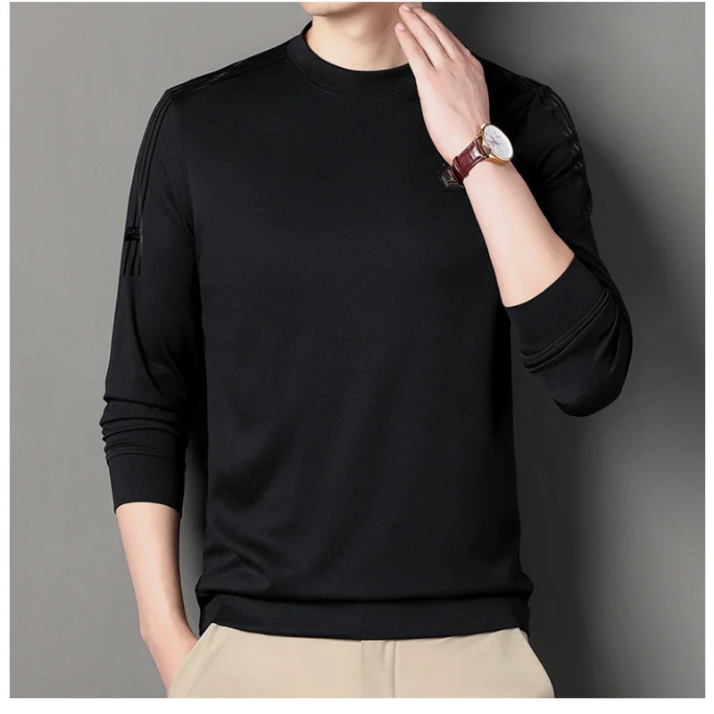 Top Trends: Men's Clothing Temperament Commuting 2023 Autumn And Winter New Fashion Versatile Round Neck Long Sleeve Solid Color Pullover Shoppable Styles - Image 6