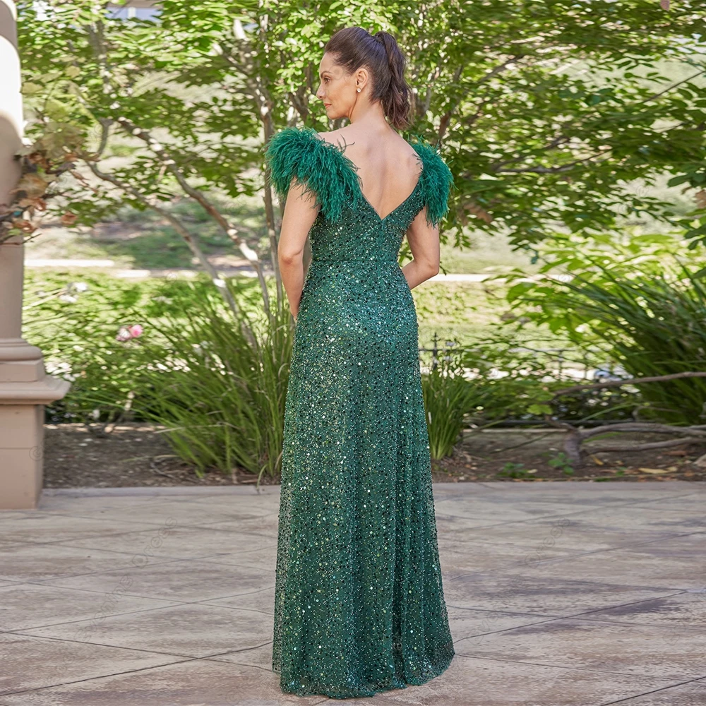 Top Trends: Elegant Strapless Green Mother Of Bride Dresses With Sequined Floor Length Sleeveless Wedding Party Gowns Feather 2023 Summer Shoppable Styles - Image 2