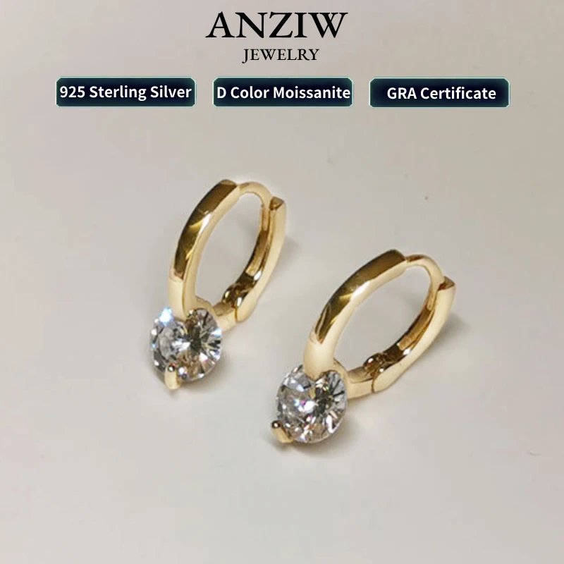 Top Trends: Solitaire 1ct D Moissanite Earrings For Women 2023 Diamond Sterling Silver Hoop Earrings 925 Drop Earrings Girls 14k Gold Plated Shoppable Styles